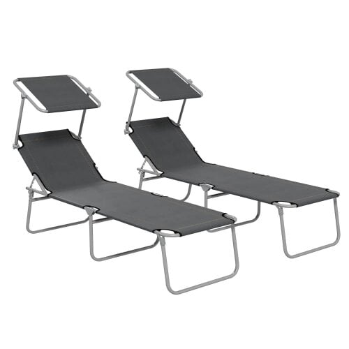 Bobobiy Outdoor Foldable Sun Lounger Set of 2, Grey