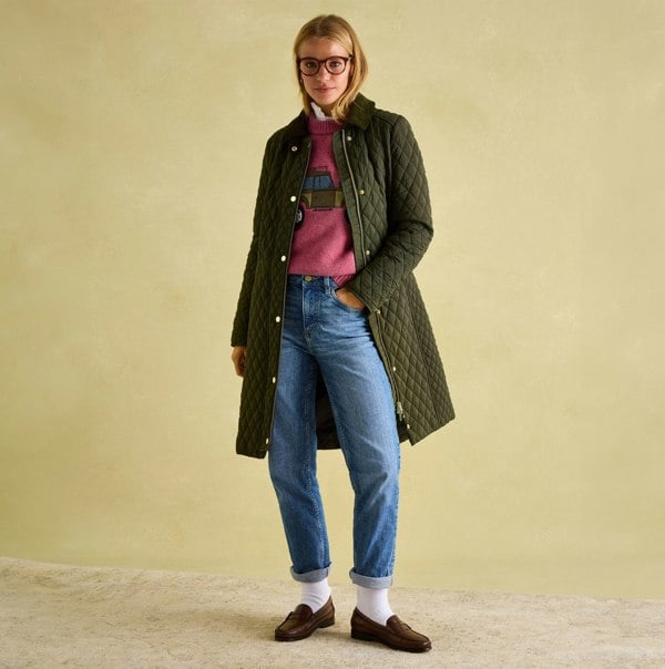 Joules ROSEWELL LONG Womens Coat Green