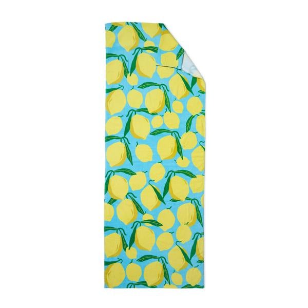 Catherine Lansfield Lemons Cotton Beach Sun Lounger Towel Aqua Blue