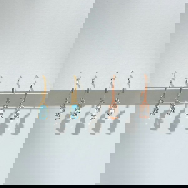 Gemondo Classic Oval Aquamarine Claw Set Drop Earrings in 9ct Yellow Gold