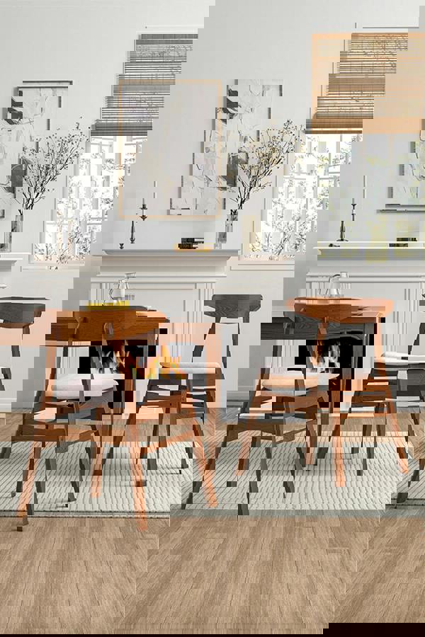 Living and Home 2 x Wooden Frame Linen Dining Chair