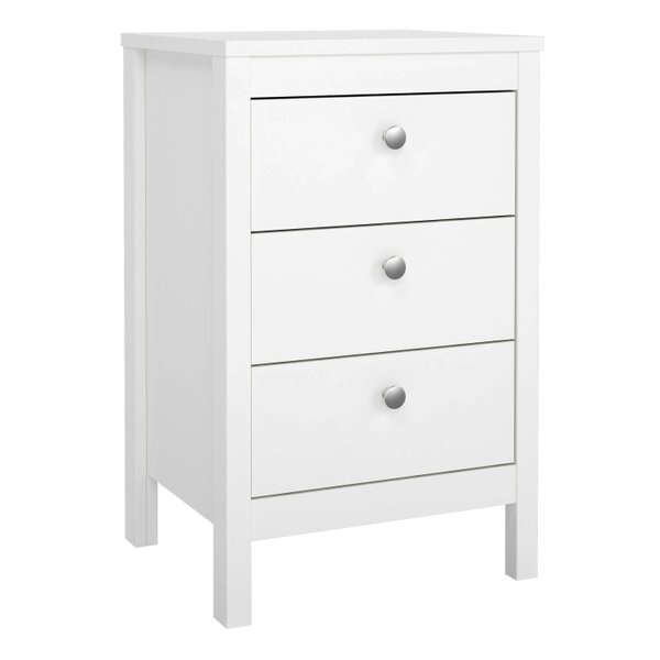Wyld Haus Gossmere White Bedside Table 3 Drawers