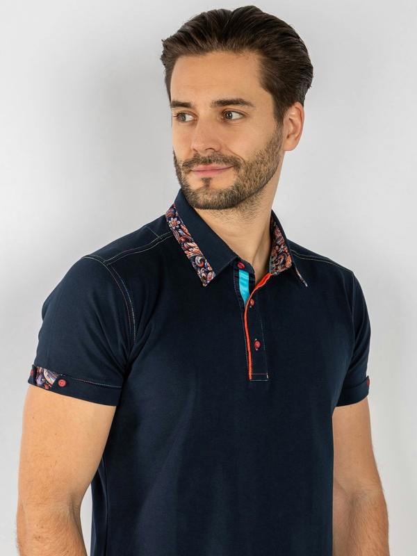SIGNATURE POLO SHIRT WITH ORNAMENTAL INSERT - Claudio Lugli Shirts