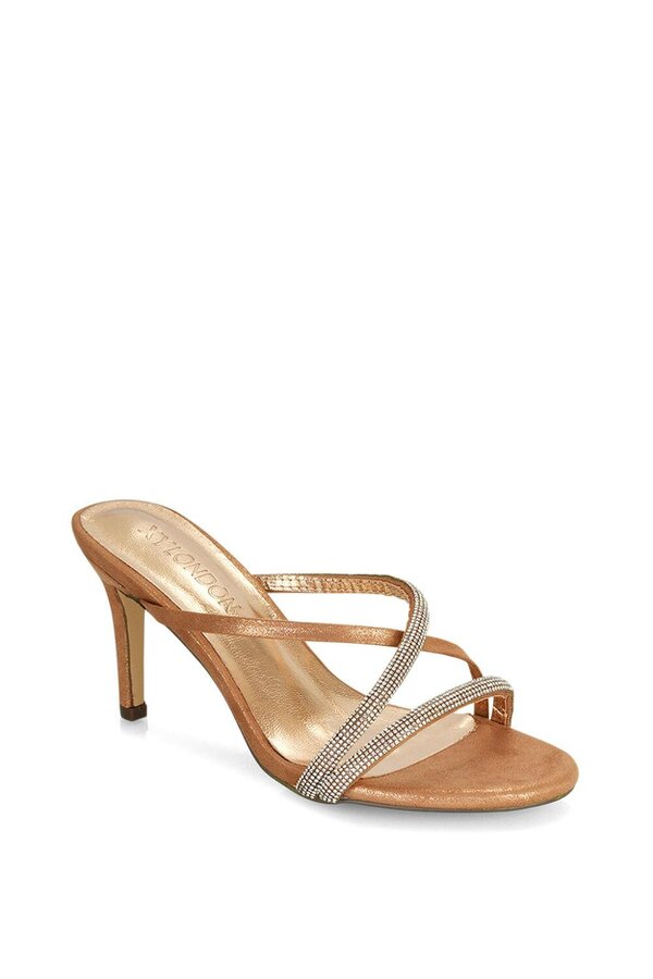 XY LONDON Diamante Cross Over Strappy Sandal Stiletto High Mule Heels