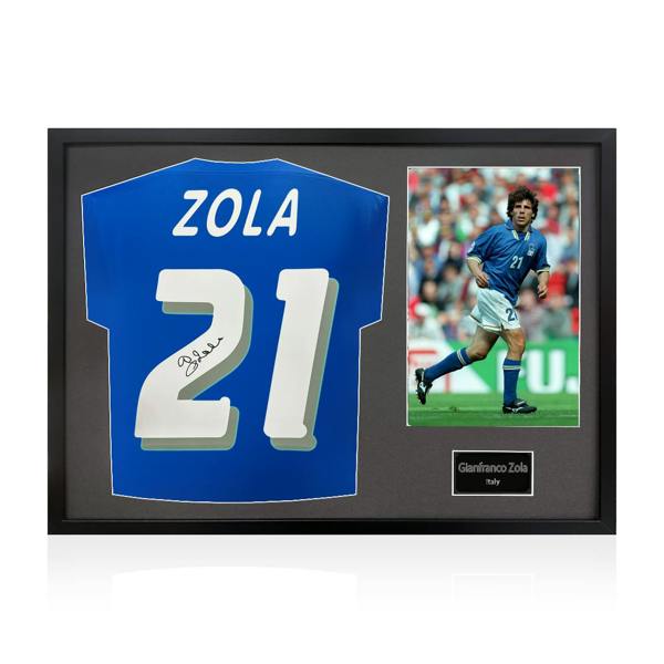Gianfranco Zola Signed Italy Shirt Classic Frame