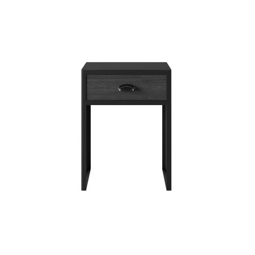 Wyld Haus Rimini Slate Grey Oak and Black Bedside Table with Drawer