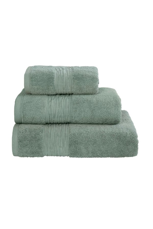 Lazy Linen Turkish Cotton With Linen Blend Insert Border 600gsm 2 Piece Hand Towel Bale - Green