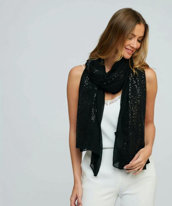 Pia Rossini Chrystal - Embellished Occasion Scarf - Black