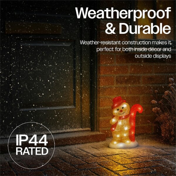 Scotts of Stow Xmas Haus Acrylic Festive Christmas 31CM Warm White LED Gingerbread Man