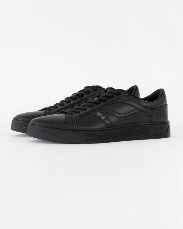 BOSS Orange Mens Rhys Trainers in Faux Nappa Leather - Black 005