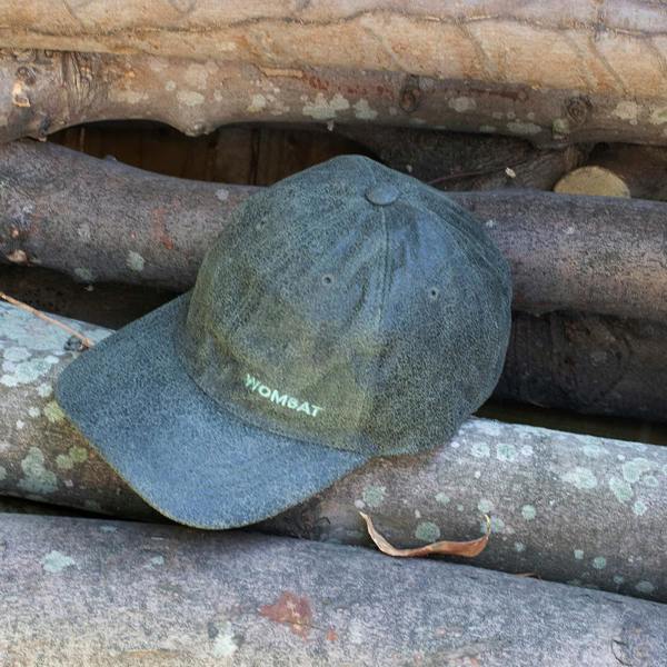 Wombat Leather Hiker Distressed Leather Baseball Cap – Green