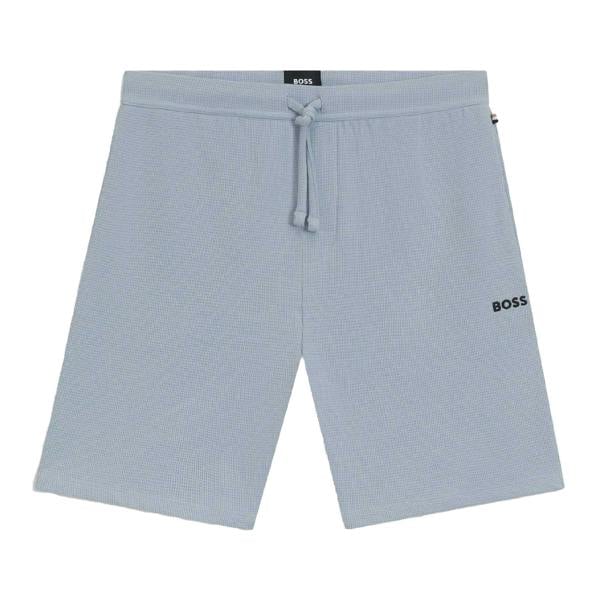 Boss Mens Waffle Embroidered Logo Pyjama Shorts - Blue - 
