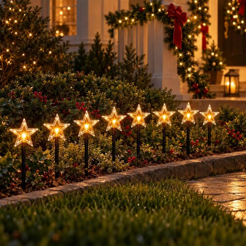 Valiant Christmas Star Pathway Lights | 8 Pack | For indoor and Outdoor