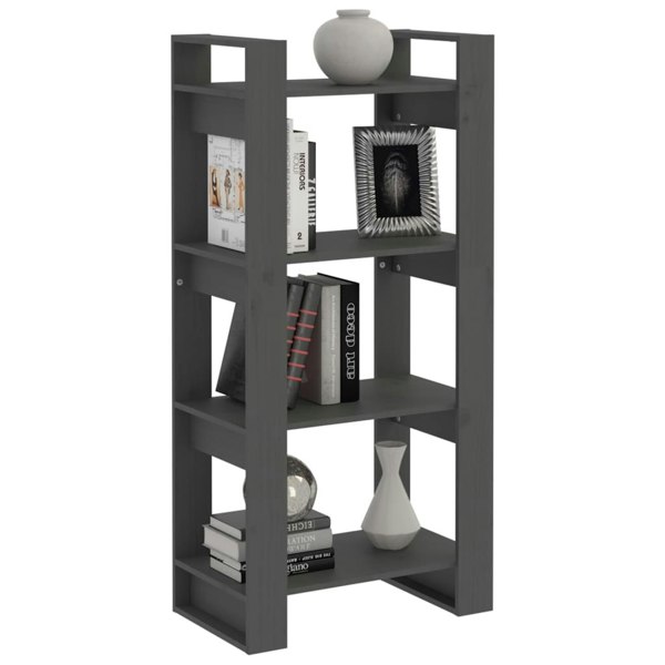 Berkfield Book Cabinet/Room Divider Grey 60x35x125 cm Solid Wood