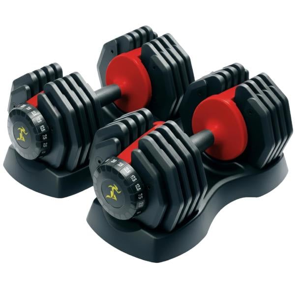 Homeology Urban25 Pair Home Fitness Black Red Adjustable Smart Dumbbells from 2.5kg up to 25kg Training Weights
