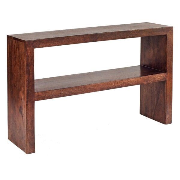 Wyld Haus Phuket Dark Mango Wood Console Table with Bottom Shelf