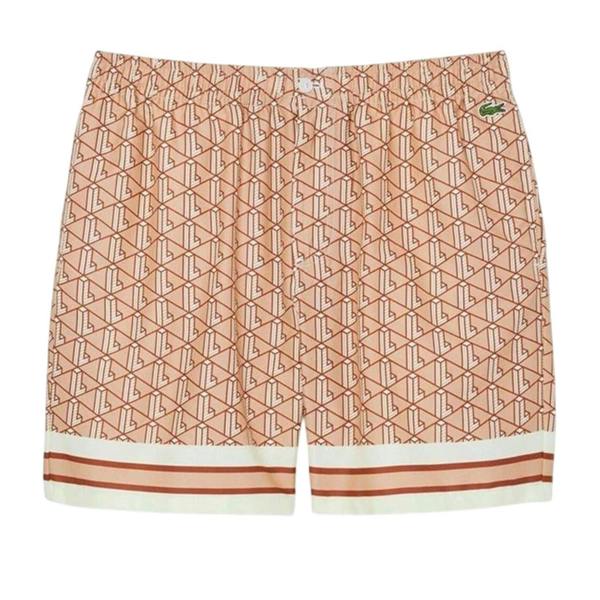 Lacoste Mens Geometric Pattern Shorts - Latte - 