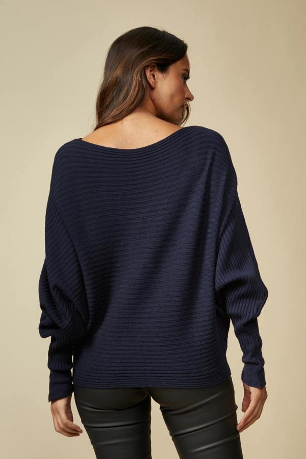 Hoxton Gal Navy Knitted Long Sleeves Jumper