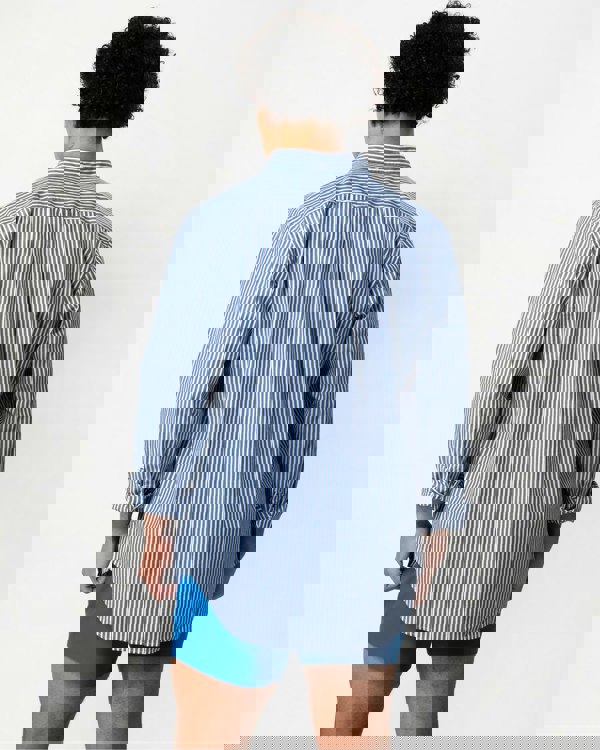 GANT Mens Regular Fit Long Sleeve Poplin Stripe Shirt - 436 College Blue - CHO - Designer Mens Long Sleeve Shirts