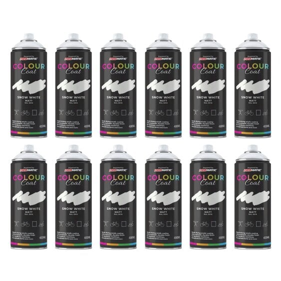 Colour Coat 12X Snow White RAL 9010 Matt Spray Paint 400ml
