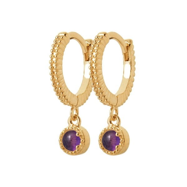 18ct Gold Vermeil Plated Amethyst Hoop Huggies