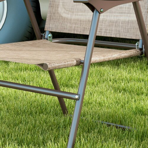 Wyld Haus Hazivi Set Of 2 Cream Mesh and Brown Metal Folding Garden Chairs
