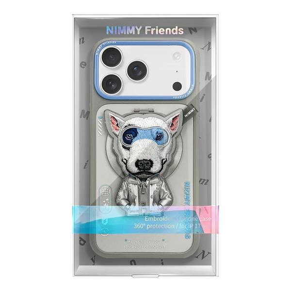 Nimmy Friends Nimmy Cool & Cute 2.0 Terrier Dog Case with MagSafe Stand for iPhone 17 Pro 6.3" Grey Blue - N-YJKM-CXZJZH-IP17-PRO-019