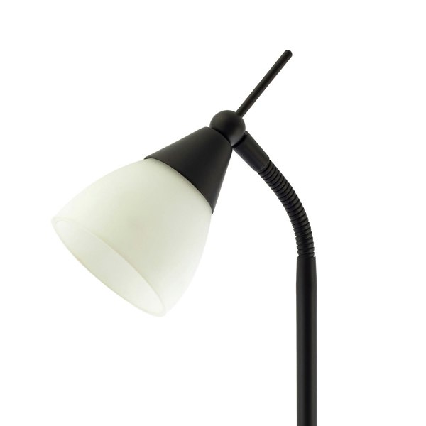 Traditional Reading Floor Lamp in Matte Black with Toggle Switch and Glass Shade Image 4