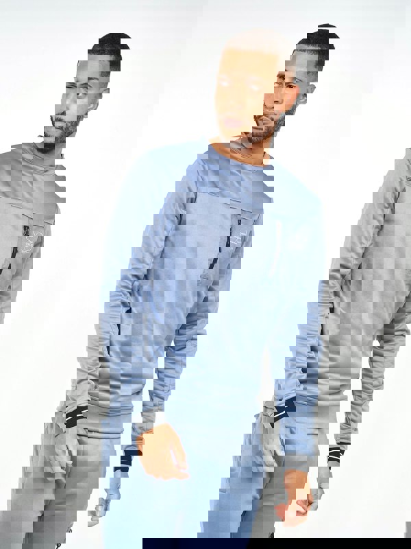 Crosshatch Catmoore Crew Tracktop Steel Blue