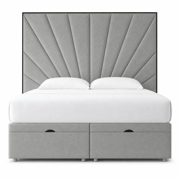 Great British Beds Mercer Divan Ottoman with Contrast Piping - Silver Plush