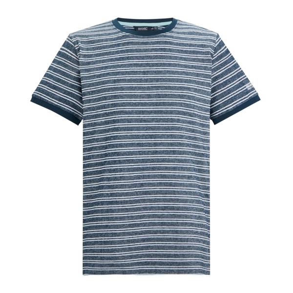 Regatta Mens Benlin Striped T-Shirt - Moonlight Denim/Grey-White - 