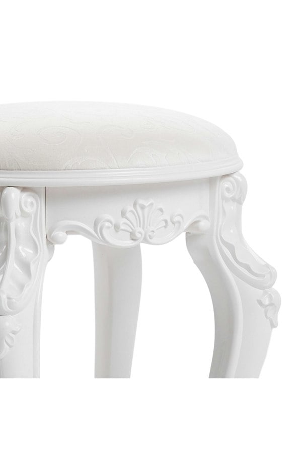 Living and Home Elegant Round Upholstered Dressing Makeup Stool for Vanity