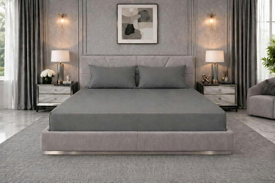Night Zone Extra Deep Fitted Sheet 40cm – Polycotton Easy Care Bed Sheet - Grey