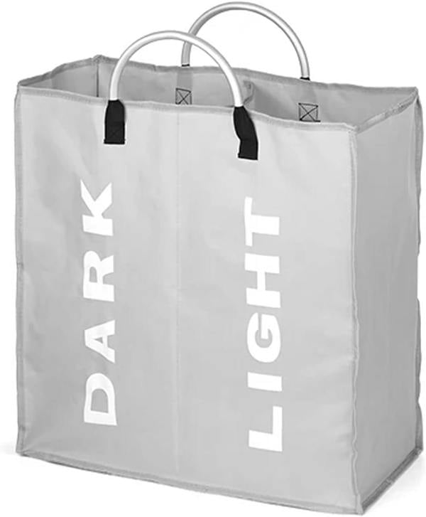 ATEK Double Collapsible Laundry Basket Clothes Hamper Light Grey