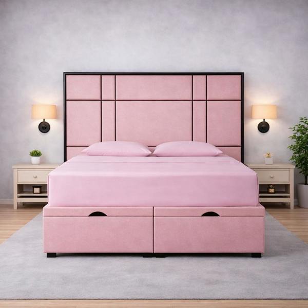 Great British Beds Alice Headboard with Contrast Border Divan Ottoman Bed
