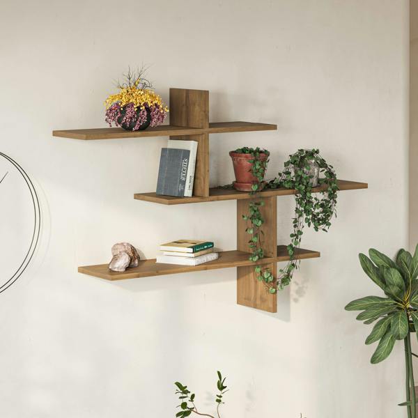 Decortie Leo 3 Tier Floating Wall Shelf (H) 80.5cm