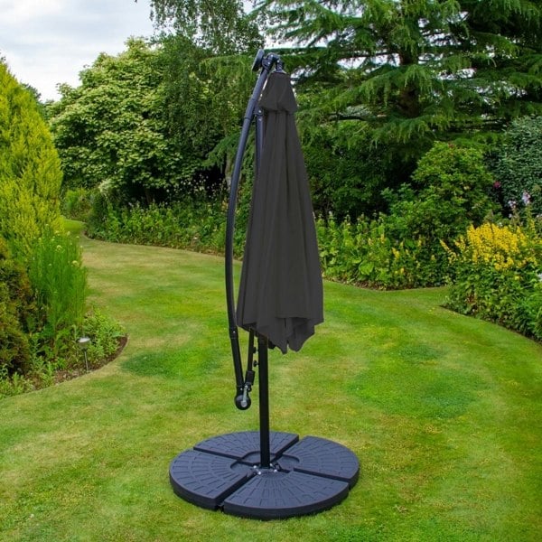 Monstershop Grey 3m LED Cantilever Parasol With Fan Base