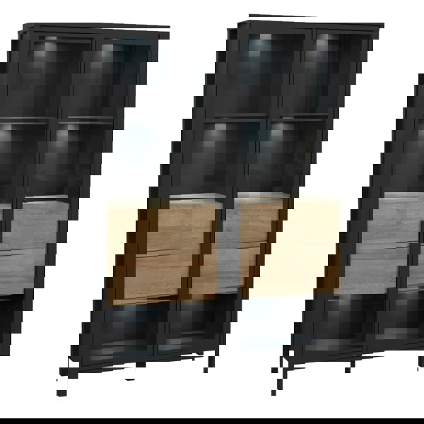 Furniture To Go High Rock Extra Wide Display Cabinet in Matt Black/Riviera Oak