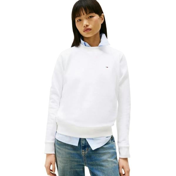 Tommy Jeans Womens/Ladies Embroidered Logo Brushed Fleece Sweatshirt - White - 