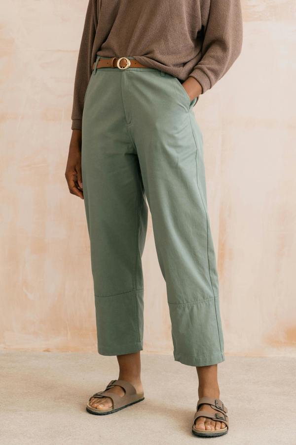 Lily & Me Clarissa Tapered Leg Cropped Trousers Laurel Green