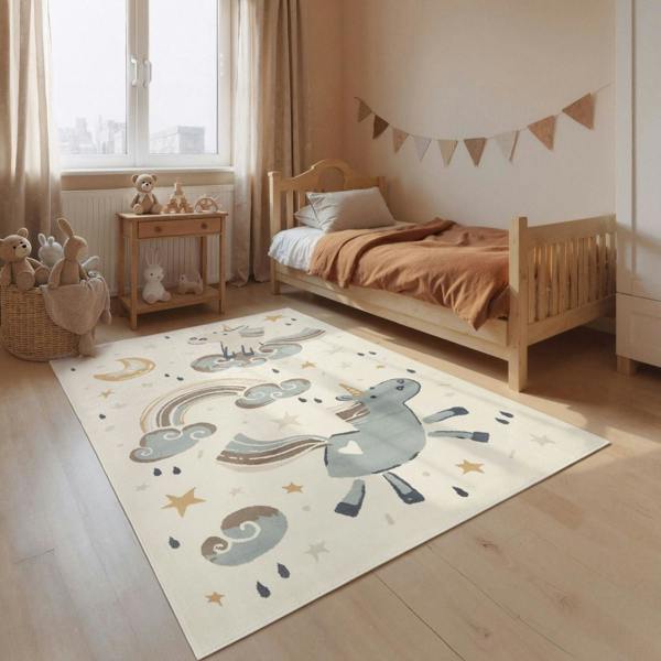 Adventures Kids Rug Einhorn Cream Multicolor Sound-absorbing, Soft durable