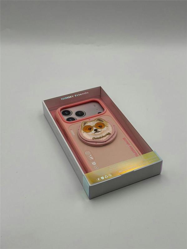 Nimmy Friends Nimmy Glass Cool Dog Face Case with Detachable MagSafe Grip Stand for iPhone 17 Pro Max 6.9" Pink - N-YJKM-CXZJ-IP17-PRO-MAX-031