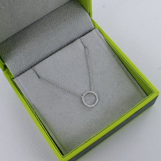 Reeves & Reeves 14K Solid Gold and Diamond Ring Necklace - White Gold - White Gold