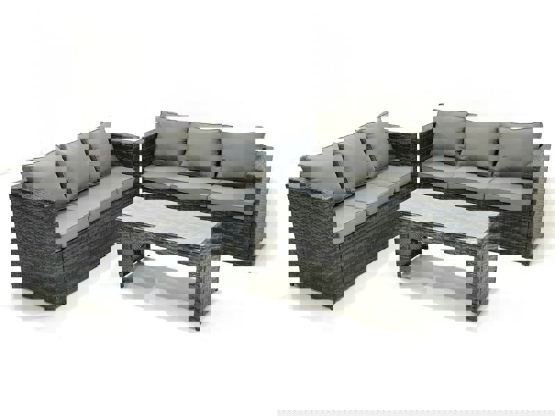 Fimous Garden Outdoor Rattan Furniture Set with Sofa Coffee table Dark Grey Mixed
