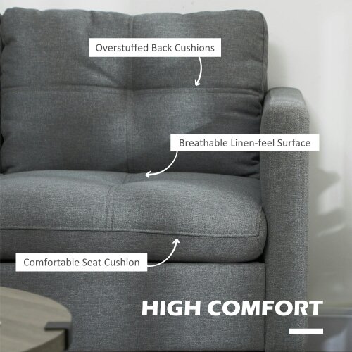 Wyld Haus Malala Minimalist Grey Upholstered 2 Seater Sofa With Steel Legs
