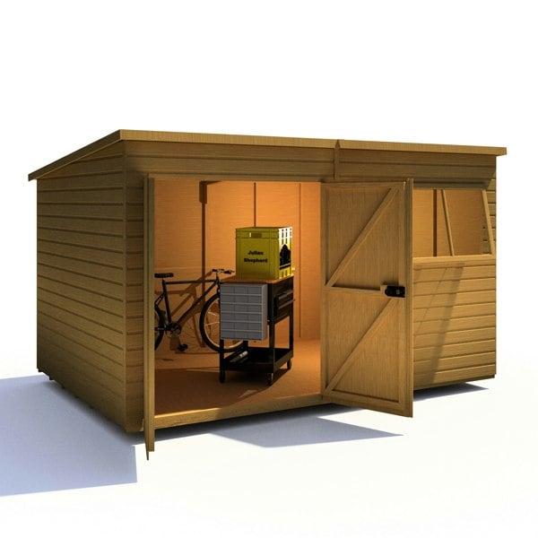 Shire Ranger 12x8 Double Door Premium Pent interlock Shiplap Shed - Best Shed