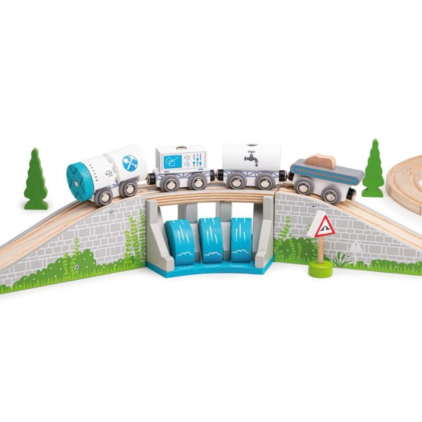 Bigjigs Rail Wooden Waterfall Bridge With Moveable Waterwalls