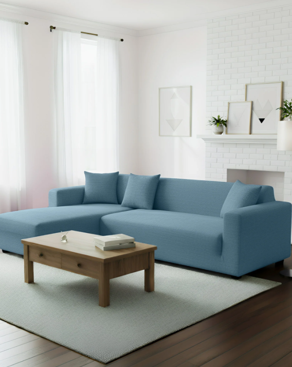 Anyseat 4 Seater Sofa Cover Plain Grey Blue Style and Protection For Living Room Sofa Chair Elastic Stretchable Slipcover