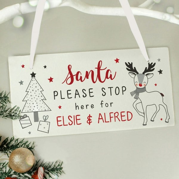 Personalised Memento Company Personalised Rudolph Santa Please Stop Here Sign