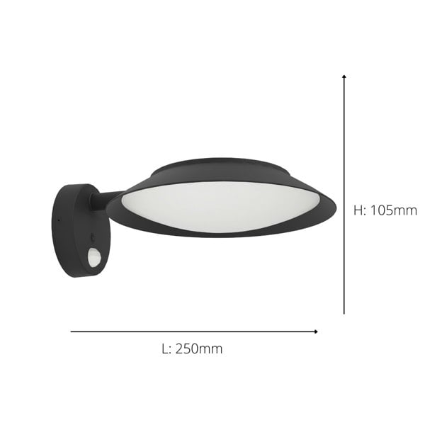 EGLO Cerrisi Outdoor Solar Wall Light (With Motion Sensor) Black